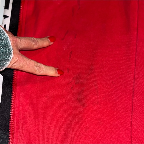 Black Pyramid RED Baggy Sweatpants Black Side Spellout ZIP SIDES Mens Medium Y2K - Picture 7 of 16